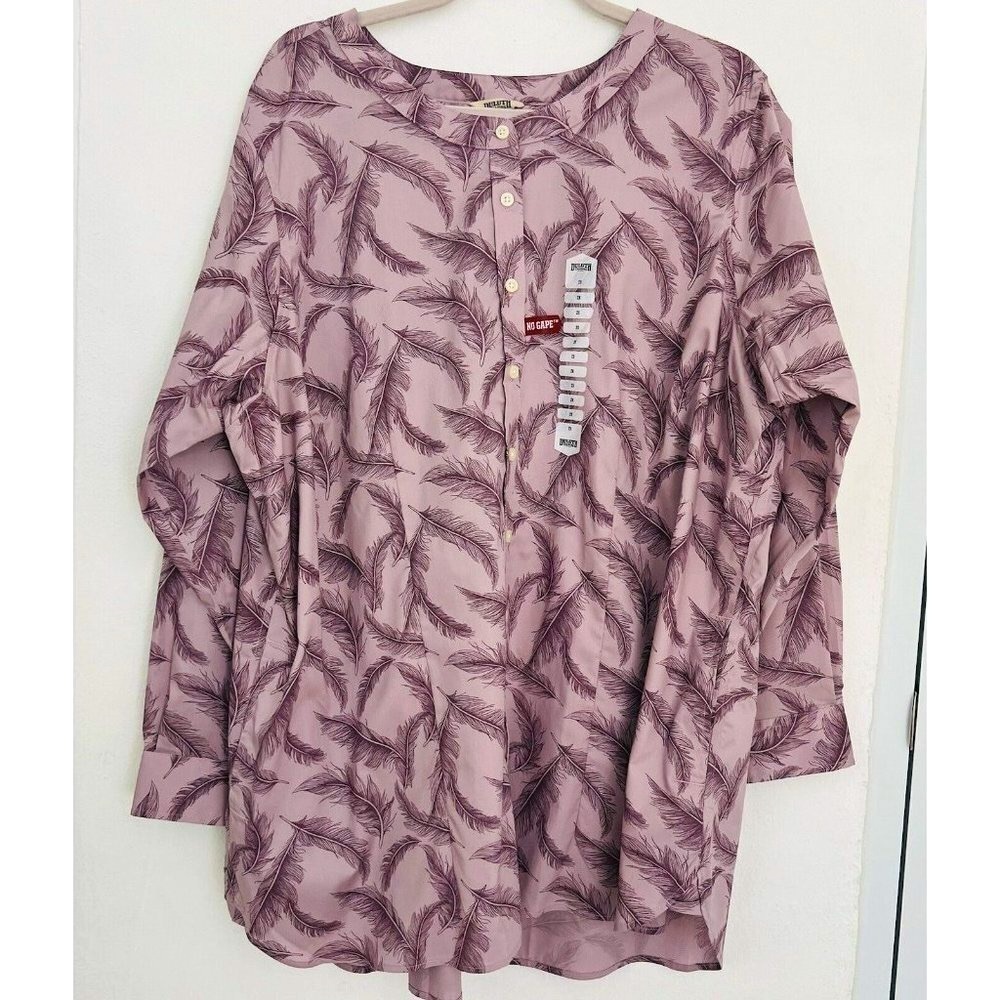 NEW Duluth Plus Size 2X Nurse workwear Top Purple Feathers
